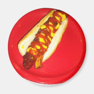 Hot Dog mit Ketchup und Senf Magnet