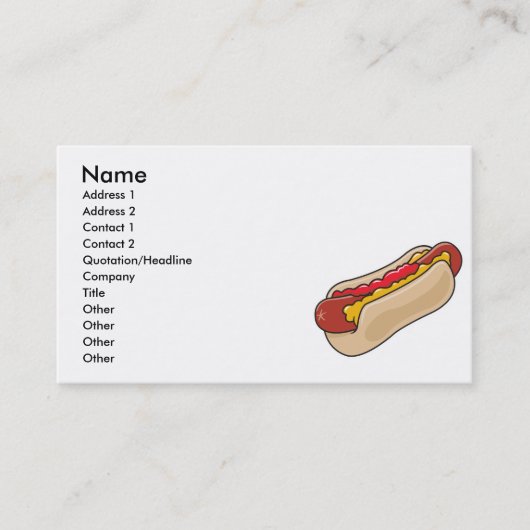 Hot Dog mit Ketschup und Senfgrafik Visitenkarte (Vorderseite)