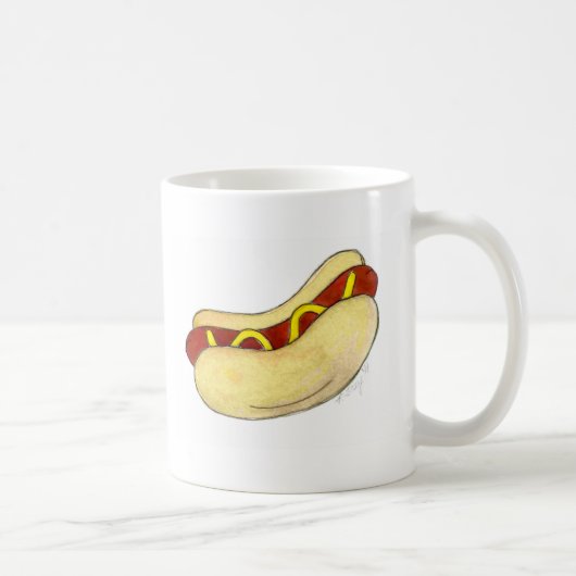 Hot Dog mit Senf auf Bun Hotdog Feinschmecker Tass Kaffeetasse (Rechts)