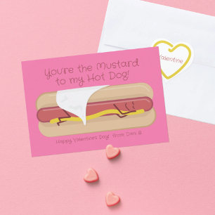 Hot Dog mit Senf Kids School Valentine's Day Card Dankeskarte