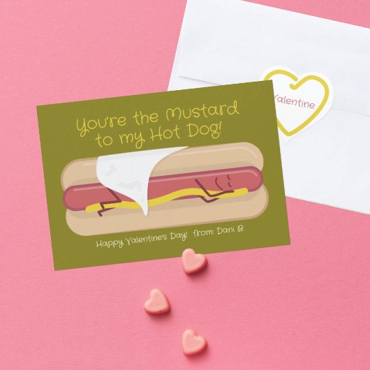 Hot Dog mit Senf Kids School Valentine's Day Card Dankeskarte