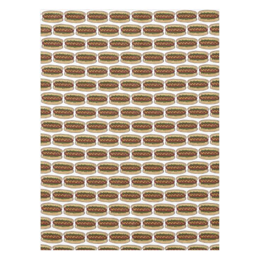 Hot Dog mit Senf Relish Fast Food Feinschmecker Pi Tischdecke (Vorderseite)