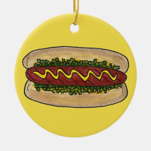 Hot Dog mit Senf und Lockout Hotdog Keramik Ornament (Vorne)