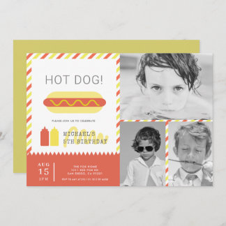 HOT DOG! Modern Kids Foto Collage Geburtstag Einladung