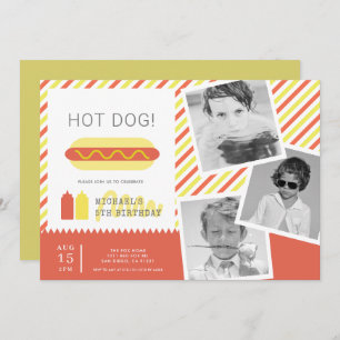 HOT DOG! Moderne Kinder Foto Collage Geburtstag In Einladung