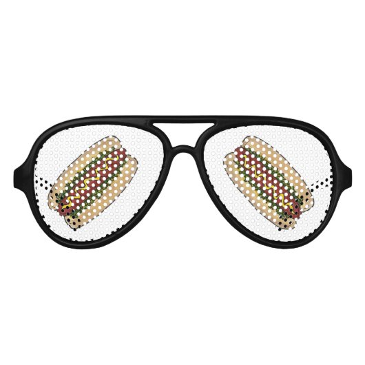 Hot Dog Mustard Relish Frankfurter Fast Food Partybrille (Vorderseite)