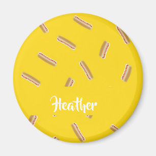 Hot Dog Muster in Gelb Magnet