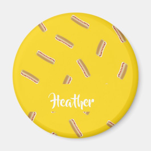 Hot Dog Muster in Gelb Magnet (Vorne)