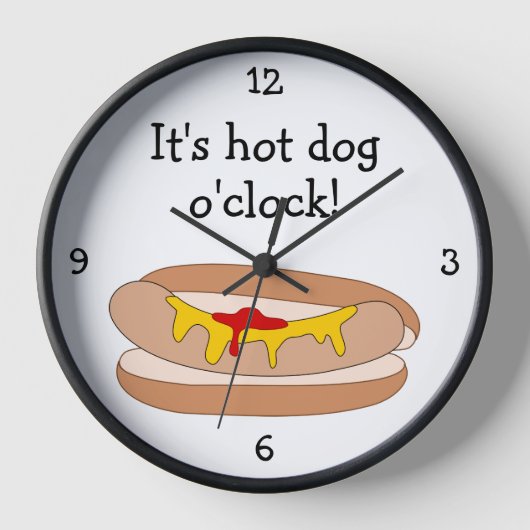 Hot Dog O'Clock Spaß Food Grafik Uhr (Vorderseite)