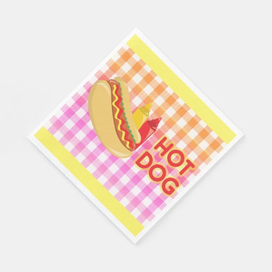 Hot Dog on Gingham Picnic Tablecloth w/Condition Serviette (Ecke)