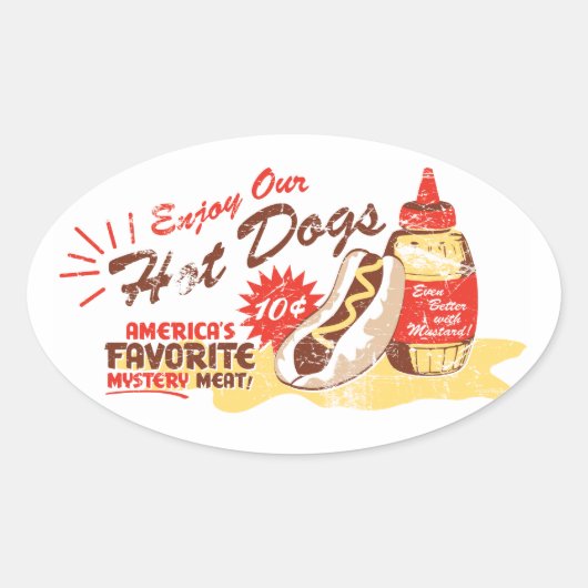 Hot Dog Oval Aufkleber (Vorderseite)