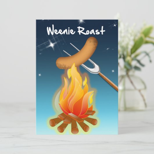 Hot Dog Over Campfire Würstchen Roast Einladung (Stehend Vorderseite)
