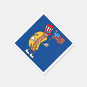 Hot Dog Patriotic Holding US Flag 4. Juli Serviette (Ecke)