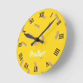 Hot dog pattern on yellow runde wanduhr (Winkel)