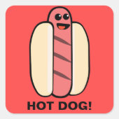 Hot Dog Quadratischer Aufkleber (Vorderseite)