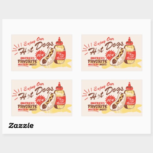 Hot Dog Rectangle Stickers (Blatt)