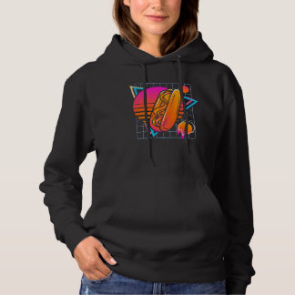 Hot Dog Retro 80s Style Vintage Hoodie