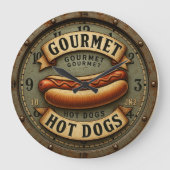 Hot Dog Retro Diner Kitchen Große Wanduhr (Vorderseite)