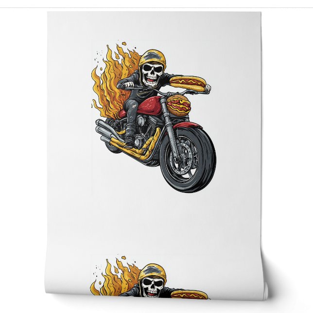 Hot Dog Rider - Funny Biker Skull Tapete (Abrollen)