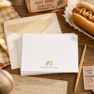 Hot Dog & Senf-Monogramm Personalisierte Flachka Mitteilungskarte