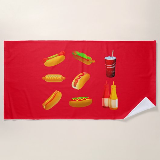 Hot Dog Strandtuch. Strandtuch (Vorderseite)