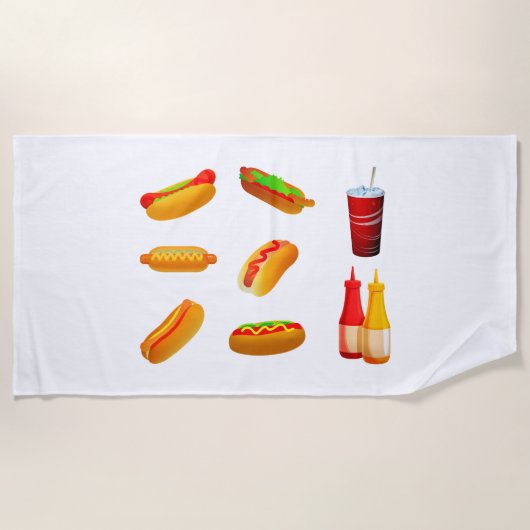 Hot Dog Strandtuch. Strandtuch (Vorderseite)