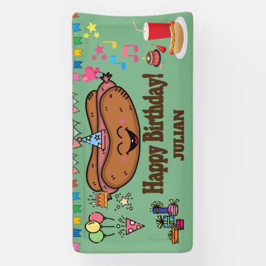 hot dog themed personalized birthday banner (Vertikal)