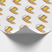 Hot Dog und Bier auf Weiß Geschenkpapier (Ecke)