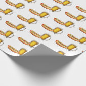Hot Dog und Bier auf Weiß Geschenkpapier (Ecke)