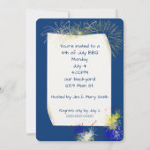 Hot Dog und Bier mit Feuerwerk und Fahne Einladung (Rückseite)