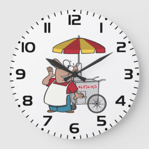Hot-Dog-Wagen-Verkäufer Straßenverkäufer Große Wanduhr