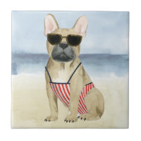 Hot Dog | Welpe in Sonnenbrille am Strand