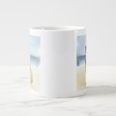 Hot Dog | Welpe in Sonnenbrille am Strand Jumbo-Tasse (Vorderseite)