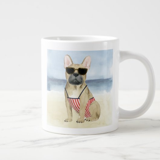 Hot Dog | Welpe in Sonnenbrille am Strand Jumbo-Tasse (Rechts)