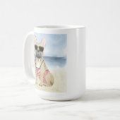 Hot Dog | Welpe in Sonnenbrille am Strand Kaffeetasse (Vorderseite Links)