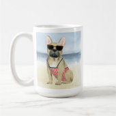 Hot Dog | Welpe in Sonnenbrille am Strand Kaffeetasse (Links)