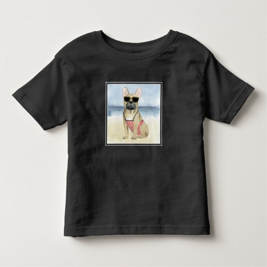 Hot Dog | Welpe in Sonnenbrille am Strand Kleinkind T-shirt (Vorderseite)