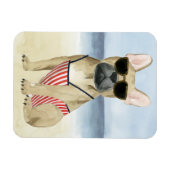 Hot Dog | Welpe in Sonnenbrille am Strand Magnet (Horizontal)
