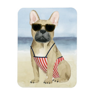 Hot Dog Welpe in Sonnenbrille am Strand Magnet