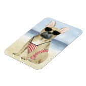 Hot Dog | Welpe in Sonnenbrille am Strand Magnet (Linke Seite)