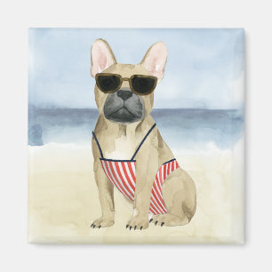 Hot Dog Welpe in Sonnenbrille am Strand Magnet