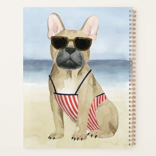 Hot Dog | Welpe in Sonnenbrille am Strand Planer (Rückseite)