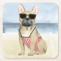 Hot Dog | Welpe in Sonnenbrille am Strand