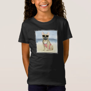 Hot Dog Welpe in Sonnenbrille am Strand T-Shirt