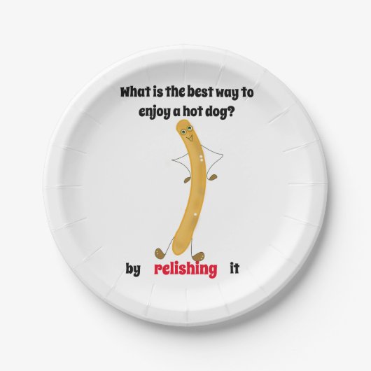 Hot Dog Witz ein Lächeln! Pappteller (Vorderseite)