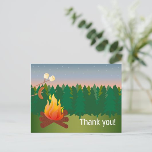Hot Dogs and S'mores Campfire Vielen Dank Postkarte (Stehend Vorderseite)