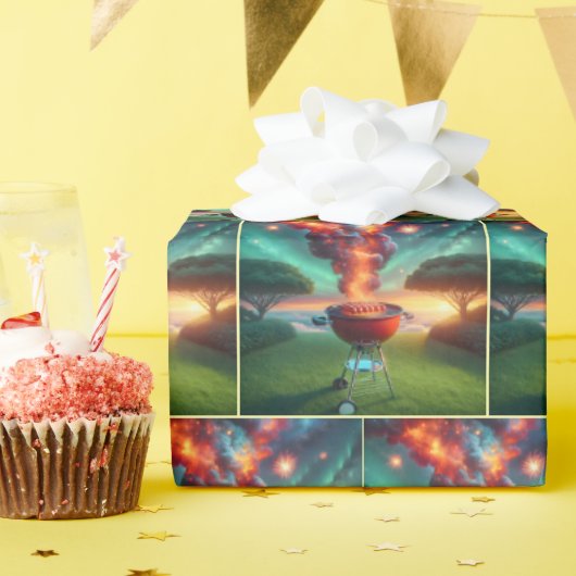 Hot Dogs auf GRILLEN Grill Geschenkpapier (Geburtstagsparty)