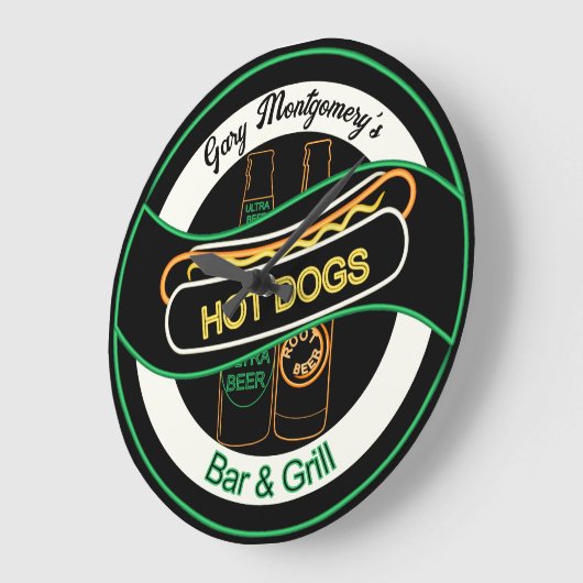 Hot Dogs & Ber Bar & Grill Wall Clock Große Wanduhr (Winkel)