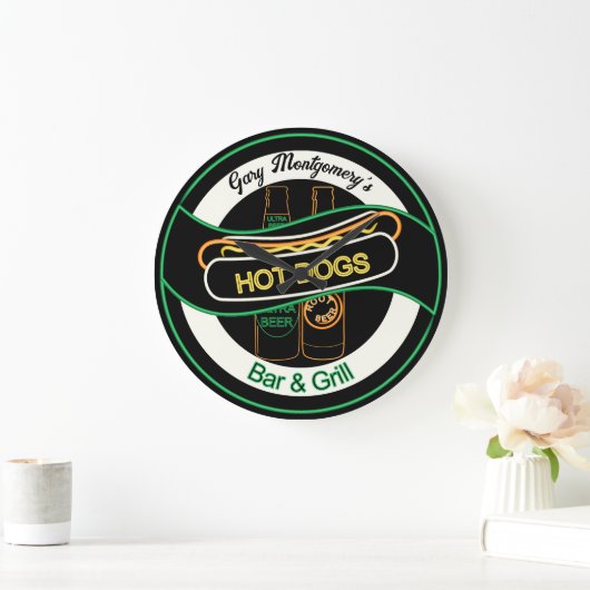 Hot Dogs & Ber Bar & Grill Wall Clock Große Wanduhr (Zuhause)
