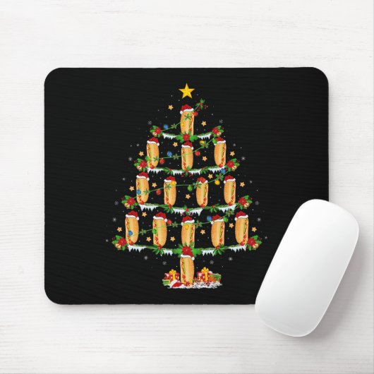Hot Dogs Christmas Tree Lights Funny Fast Food Hot Mousepad (Mit Mouse)